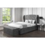 GRADE A1 - Safina Wing Back King Size Ottoman Bed in Grey Velvet