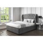 GRADE A1 - Safina Wing Back King Size Ottoman Bed in Grey Velvet