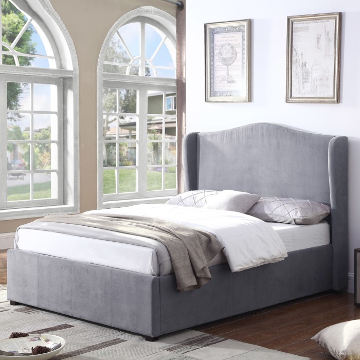 Grade A1 Safina Wing Back King Size Ottoman Bed In Grey Velvet Grade A1 Safina Wing Back King Size Ottoman Bed In Grey Velvet 77425770 1 Saf026