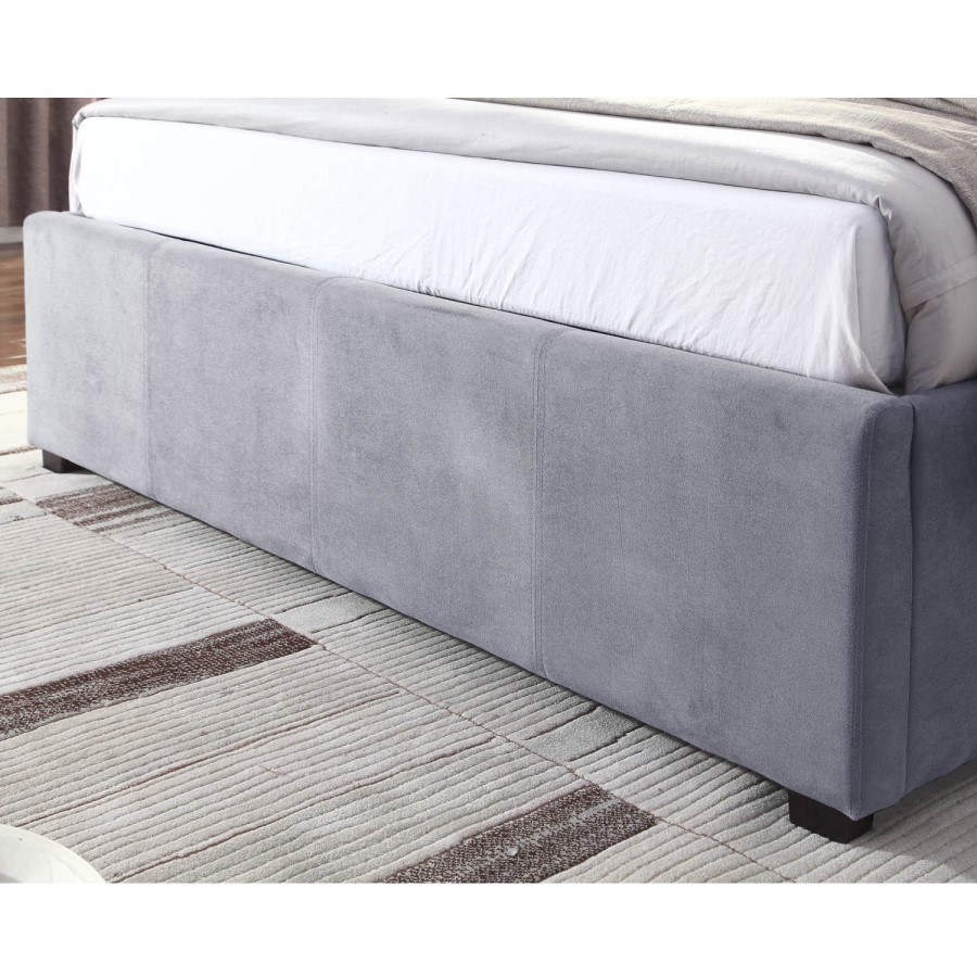 GRADE A1 - Safina Wing Back King Size Ottoman Bed in Grey Velvet