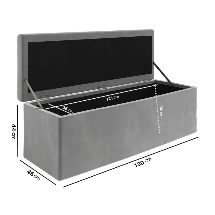 Ottoman Storage Blanket Box in Grey Velvet - Safina