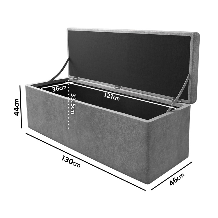 GRADE A1 - Safina Grey Velvet Ottoman Blanket Box for End-of-Bed Storage