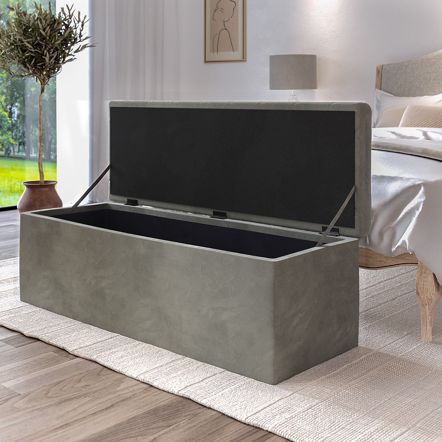 Black Velvet Ottoman Storage Box at Donald Blanton blog
