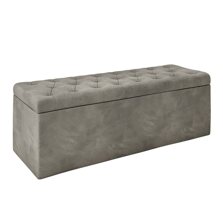 Brown Velvet Ottoman Storage Blanket Box - Safina