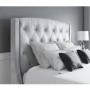 Grey Velvet Double Ottoman Bed with Chesterfield Studded Headboard - Safina
