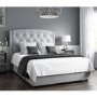 GRADE A1 - Safina King Size 
Wing Back Ottoman Bed in Silver Grey Velvet