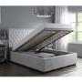 Grey Velvet King Size Ottoman Bed with Roll Top Headboard - Safina