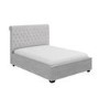 Grey Velvet Double Ottoman Bed with Roll Top Headboard - Safina