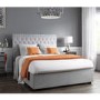 GRADE A1 - Safina Rolltop King Size Ottoman Bed in Silver/Grey Velvet