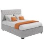 Grey Velvet King Size Ottoman Bed with Roll Top Headboard - Safina