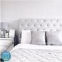 Grey Velvet King Size Ottoman Bed with Roll Top Headboard - Safina