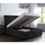 Safina Rolltop Double Ottoman Bed in Dark Grey Velvet