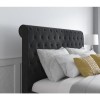 GRADE A1 - Safina Rolltop Double Ottoman Bed in Dark Grey Velvet