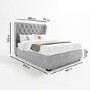 Grey Velvet King Size Ottoman Bed with Diamante Headboard - Safina
