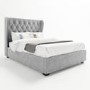 GRADE A2 - Safina Diamante Wing Back King Size Ottoman Bed in Silver Grey Velvet