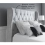 GRADE A2 - Safina Diamante Wing Back King Size Ottoman Bed in Silver Grey Velvet