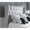 GRADE A1 - Safina Diamante Wing Back Double Ottoman Bed in Silver Grey Velvet