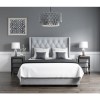 GRADE A1 - Safina Diamante Wing Back Double Ottoman Bed in Silver Grey Velvet