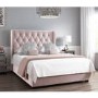 GRADE A1 - Safina Diamante Wing Back Double Ottoman Bed in Light Pink Velvet