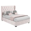 Pink Velvet Double Ottoman Bed with Diamante Headboard - Safina