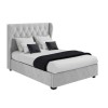GRADE A2 - Safina Double Buttoned Wing Back Ottoman Bed in Grey Velvet