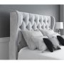 Safina King Size Buttoned Wing Back Ottoman Bed in Silver Grey Velvet