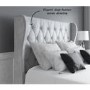 GRADE A1 - Safina Light Grey Velvet Double Ottoman Bed with Winged Headboard