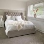 GRADE A1 - Safina Light Grey Velvet Double Ottoman Bed with Winged Headboard