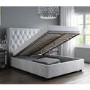 GRADE A1 - Safina Buttoned Wing Back Double Ottoman Bed in Silver/Grey Velvet