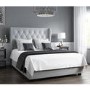 GRADE A1 - Safina Buttoned Wing Back Double Ottoman Bed in Silver/Grey Velvet