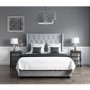 GRADE A1 - Safina Buttoned Wing Back Double Ottoman Bed in Silver/Grey Velvet