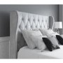 GRADE A1 - Safina Buttoned Wing Back Double Ottoman Bed in Silver/Grey Velvet