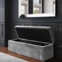 GRADE A2 - Grey Velvet Ottoman Blanket Box with Stud Detail - Safina