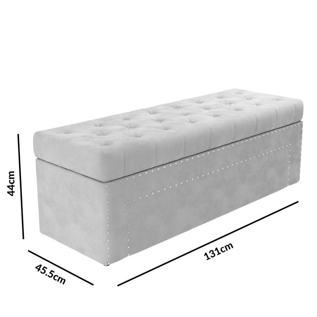 GRADE A1 - Safina Velvet Storage Blanket Box in Silver Grey with Stud Detail