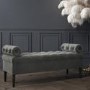 GRADE A1 - Safina Ottoman Storage Bench in Grey Velvet with Bolster Cushions