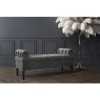 GRADE A1 - Safina Ottoman Storage Bench in Grey Velvet with Bolster Cushions
