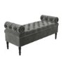 GRADE A1 - Safina Ottoman Storage Bench in Grey Velvet with Bolster Cushions