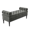 GRADE A1 - Safina Ottoman Storage Bench in Grey Velvet with Bolster Cushions