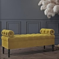 Safina Ottoman Storage Bench in Olive Green Velvet with Bolster Cushions