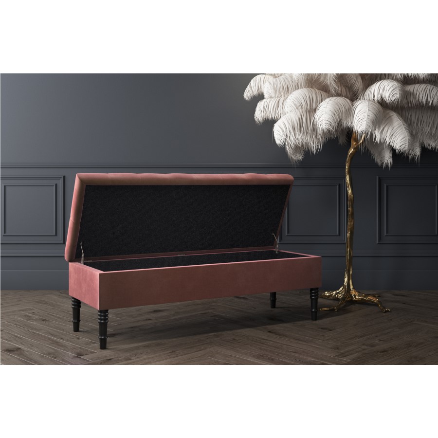 Safina Hall Storage Bench in Blush Pink Velvet