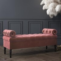 Safina Hall Storage Bench in Blush Pink Velvet Safina Hall Storage Bench in Blush Pink Velvet