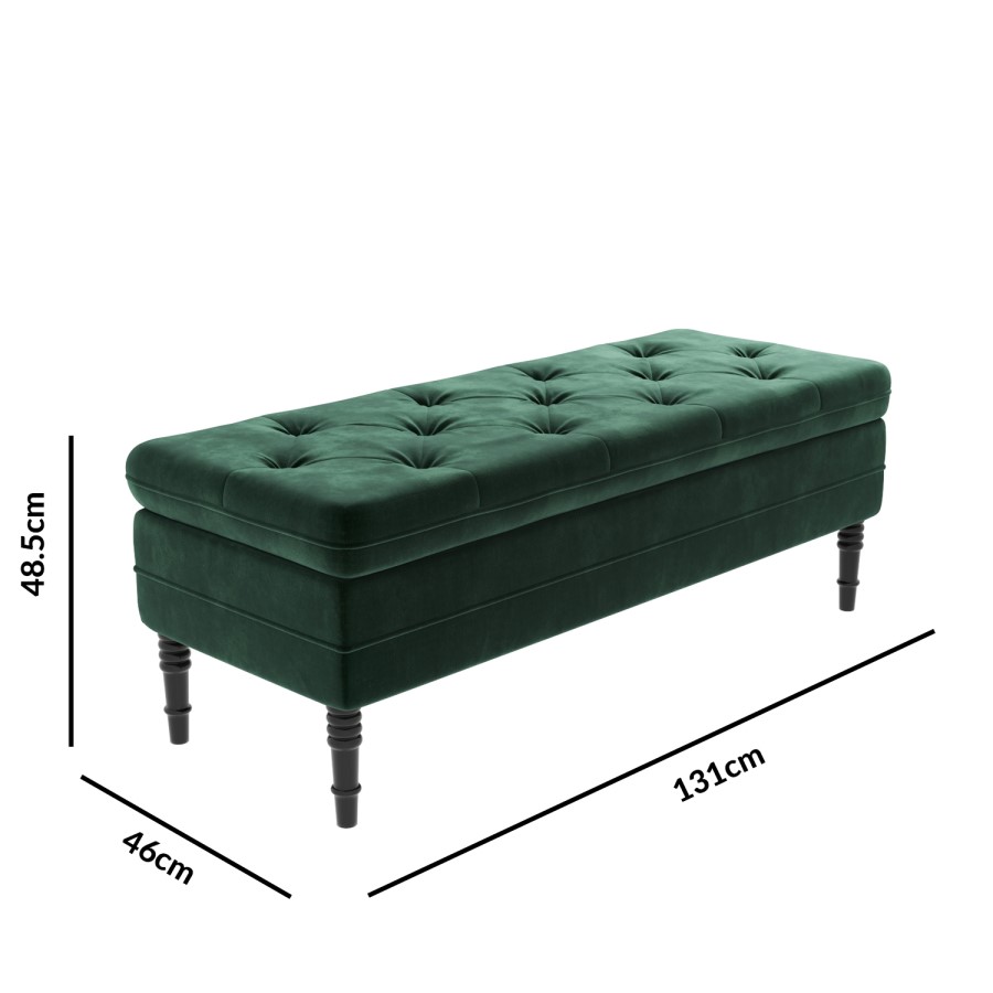 Safina Storage Bench in Bottle Green