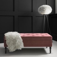 Safina Ottoman Storage Bench in Blush Pink Velvet with Button Detail