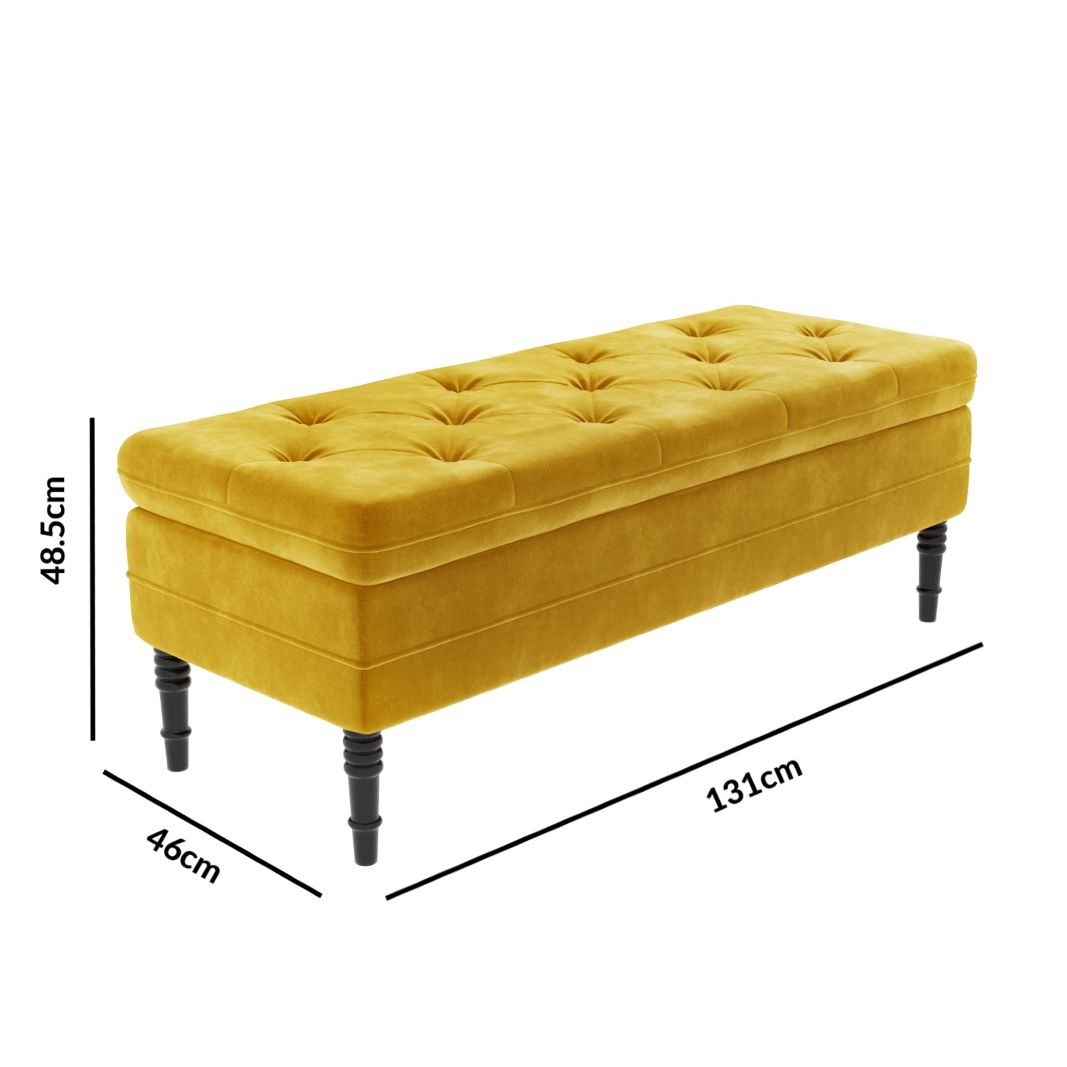Yellow Velvet Ottoman Storage Bench With Button Detail Safina Furniture123
