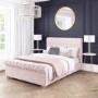 GRADE A2 - Safina Roll Top Double Sleigh Bed in Baby Pink Velvet