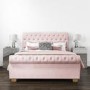 Pink Velvet Double Chesterfield Sleigh Bed Frame - Safina