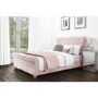 GRADE A2 - Safina Roll Top Double Sleigh Bed in Baby Pink Velvet