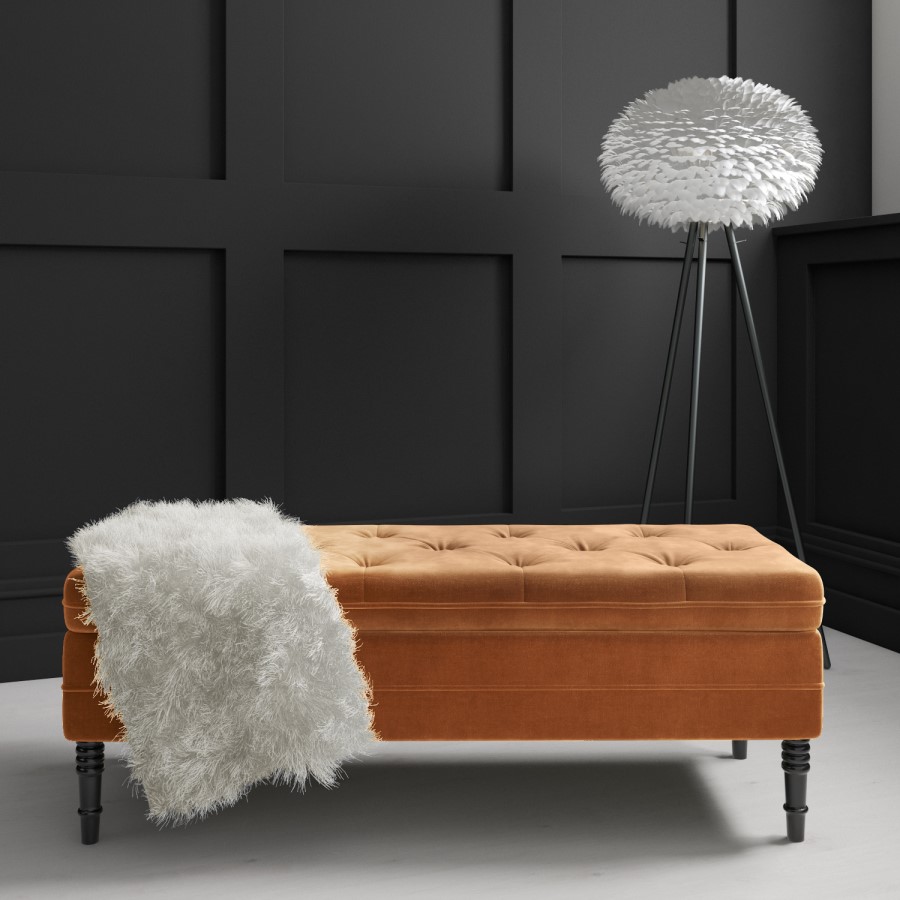Safina Hallway Storage Bench in Burnt Orange Velvet