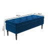 Navy Blue Velvet End-of-Bed Ottoman Storage Bench with Button Detail - Safina