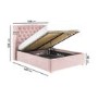 ONLY OPENED - Pink Velvet Double Ottoman Bed with Winged Headboard - Safina